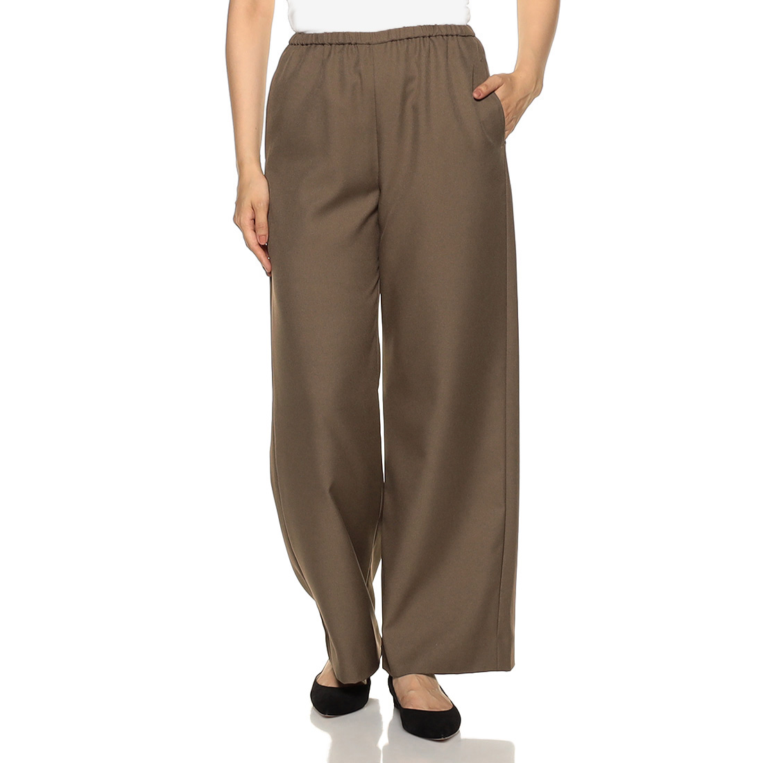 ウォッシャブル ドローストリング ワイドパンツ