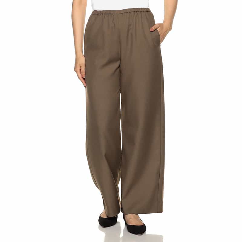 BARNEYS NEW YORK ウォッシャブル ドローストリング ワイドパンツ BROWN