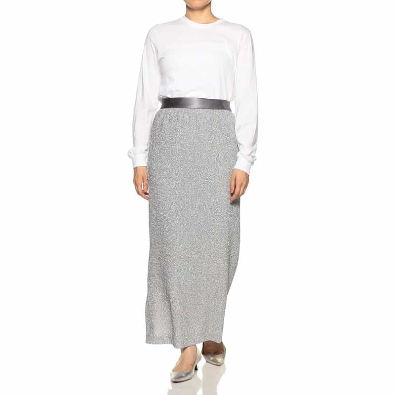 BARNEYS NEW YORK ウォッシャブル ラメ入り素材タイトスカート SILVER
