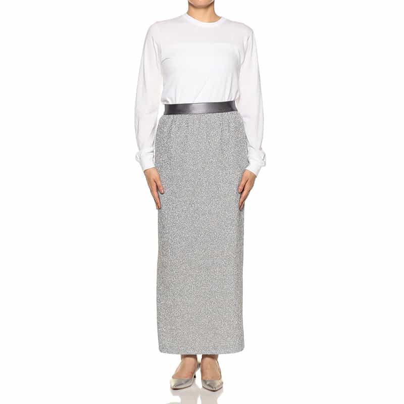 BARNEYS NEW YORK ウォッシャブル ラメ入り素材タイトスカート SILVER