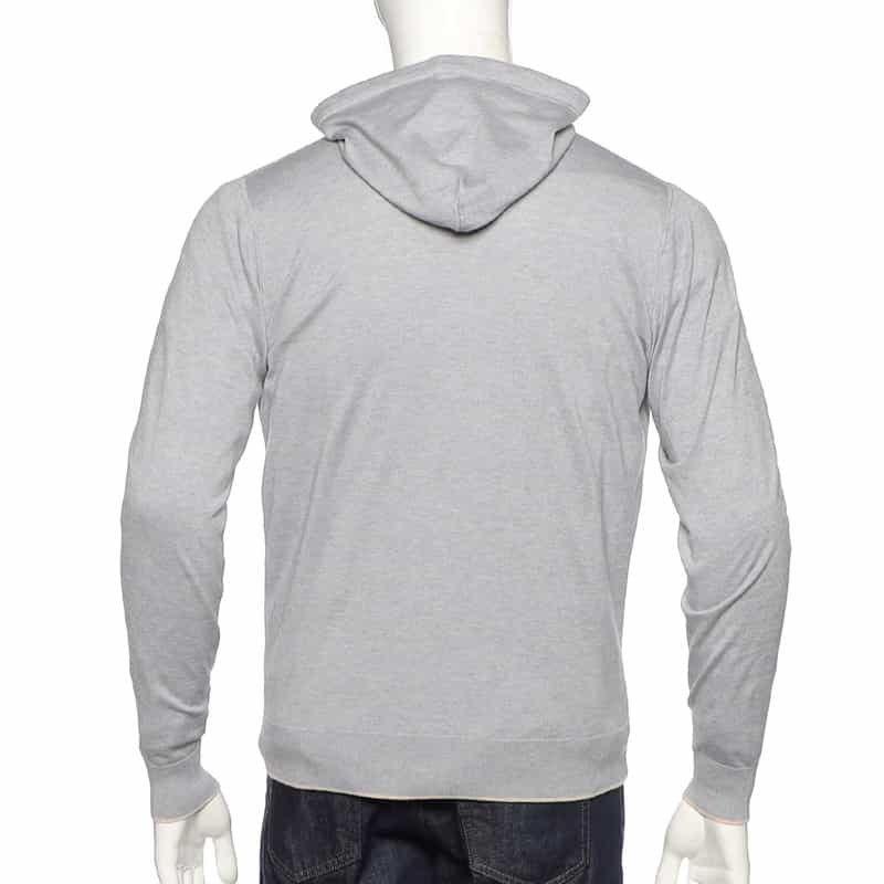 FILIPPO DE LAURENTIIS コットンカシミヤ ジップアップニットブルゾン LIGHT GRAY