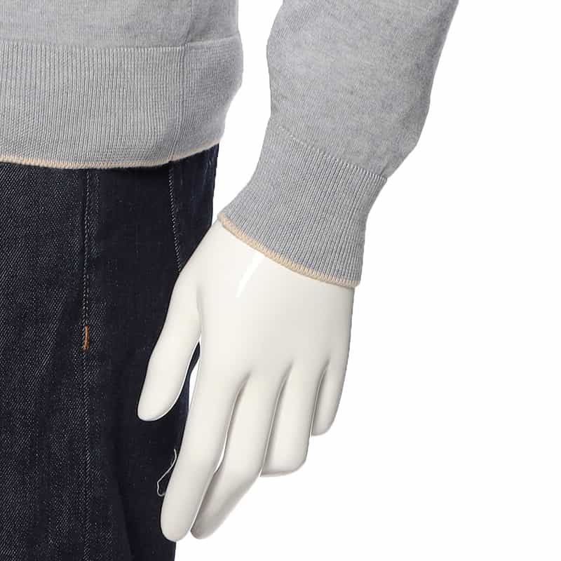 FILIPPO DE LAURENTIIS コットンカシミヤ ジップアップニットブルゾン LIGHT GRAY