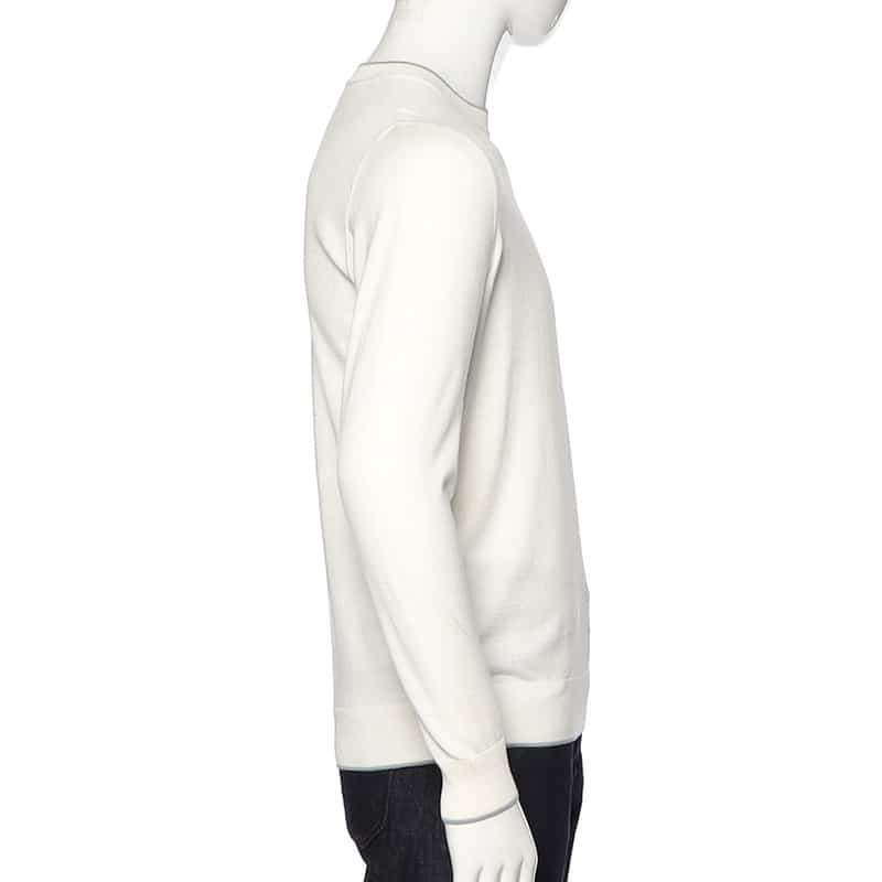 FILIPPO DE LAURENTIIS コットンカシミヤ バイカラーニットプルオーバー WHITE