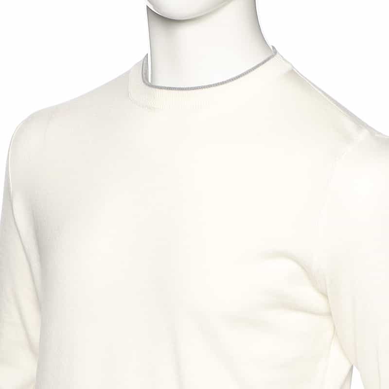 FILIPPO DE LAURENTIIS コットンカシミヤ バイカラーニットプルオーバー WHITE