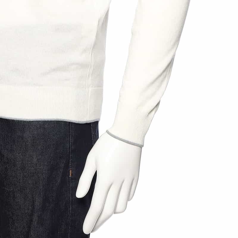 FILIPPO DE LAURENTIIS コットンカシミヤ バイカラーニットプルオーバー WHITE