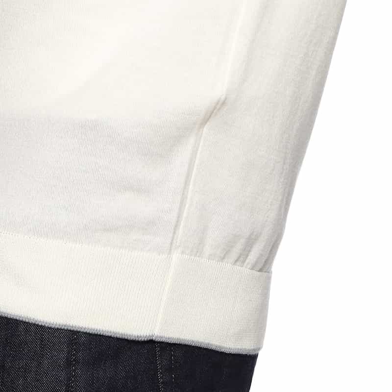 FILIPPO DE LAURENTIIS コットンカシミヤ バイカラーニットプルオーバー WHITE