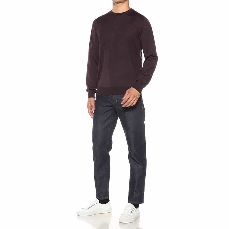 FILIPPO DE LAURENTIIS ウールシルクカシミヤ クルーネックニットプルオーバー WINE