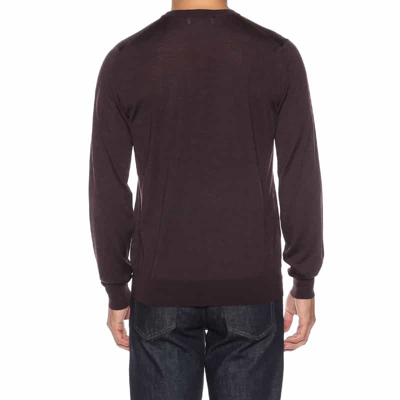 FILIPPO DE LAURENTIIS ウールシルクカシミヤ クルーネックニットプルオーバー WINE