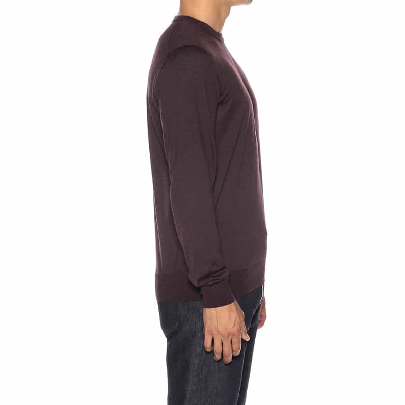 FILIPPO DE LAURENTIIS ウールシルクカシミヤ クルーネックニットプルオーバー WINE