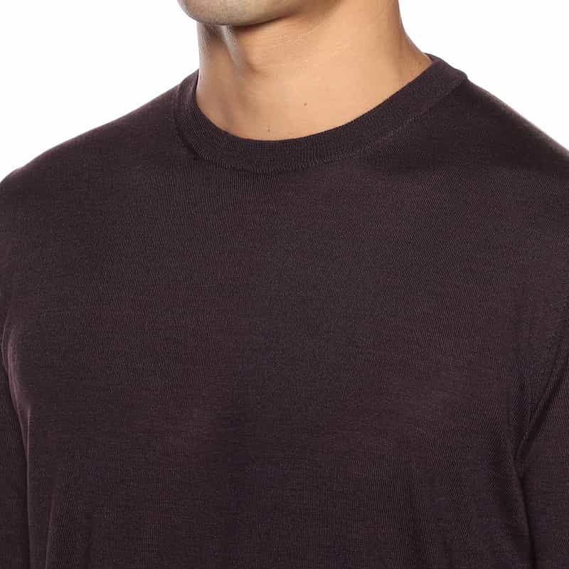 FILIPPO DE LAURENTIIS ウールシルクカシミヤ クルーネックニットプルオーバー WINE