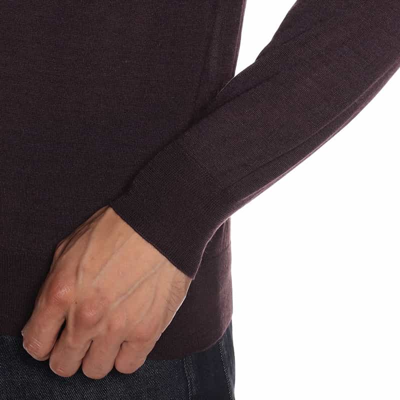 FILIPPO DE LAURENTIIS ウールシルクカシミヤ クルーネックニットプルオーバー WINE