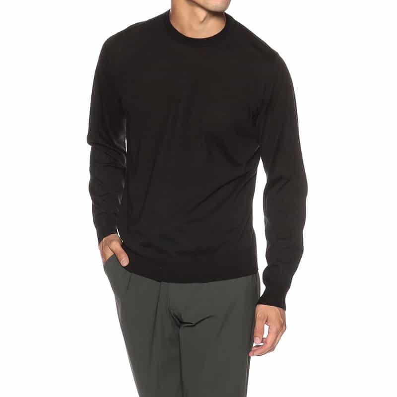 FILIPPO DE LAURENTIIS ウールシルクカシミヤ クルーネックニットプルオーバー BLACK