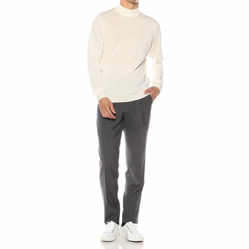 FILIPPO DE LAURENTIIS FILIPPO DE LAURENTIIS <フィリップ デ ローレンティス> / ウールシルクカシミヤ ロングスリーブ モックネックニットプルオーバー IVORY