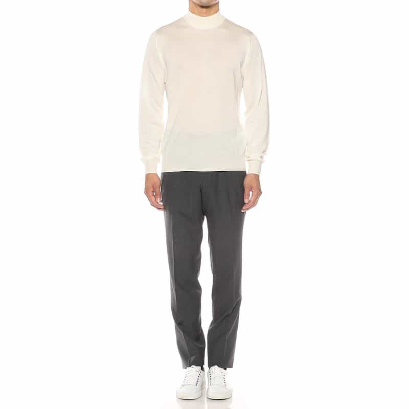 FILIPPO DE LAURENTIIS FILIPPO DE LAURENTIIS <フィリップ デ ローレンティス> / ウールシルクカシミヤ ロングスリーブ モックネックニットプルオーバー IVORY