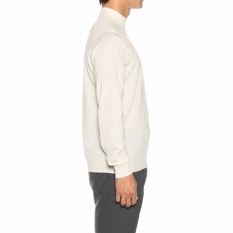 FILIPPO DE LAURENTIIS FILIPPO DE LAURENTIIS <フィリップ デ ローレンティス> / ウールシルクカシミヤ ロングスリーブ モックネックニットプルオーバー IVORY