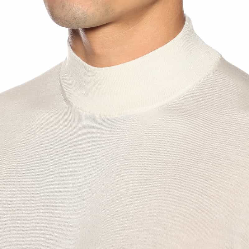 FILIPPO DE LAURENTIIS FILIPPO DE LAURENTIIS <フィリップ デ ローレンティス> / ウールシルクカシミヤ ロングスリーブ モックネックニットプルオーバー IVORY