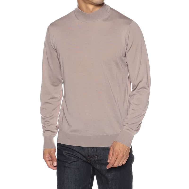 FILIPPO DE LAURENTIIS FILIPPO DE LAURENTIIS <フィリップ デ ローレンティス> / ウールシルクカシミヤ ロングスリーブ モックネックニットプルオーバー BEIGE