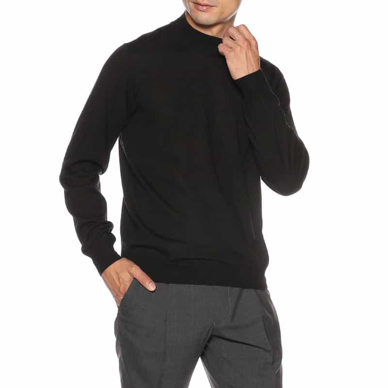 FILIPPO DE LAURENTIIS FILIPPO DE LAURENTIIS <フィリップ デ ローレンティス> / ウールシルクカシミヤ ロングスリーブ モックネックニットプルオーバー BLACK