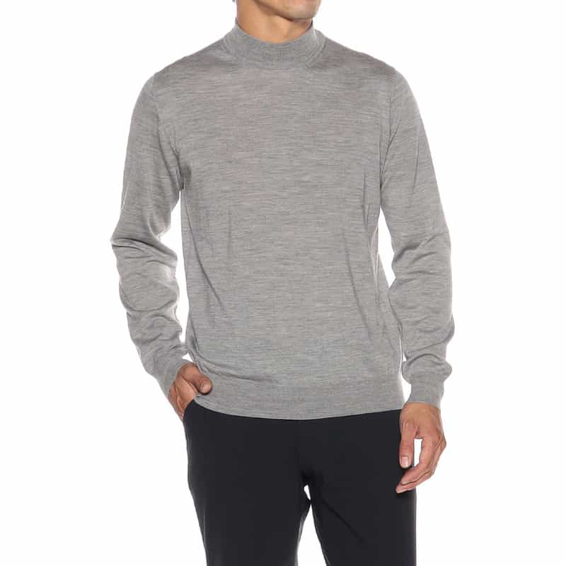 FILIPPO DE LAURENTIIS FILIPPO DE LAURENTIIS <フィリップ デ ローレンティス> / ウールシルクカシミヤ ロングスリーブ モックネックニットプルオーバー LIGHT GRAY