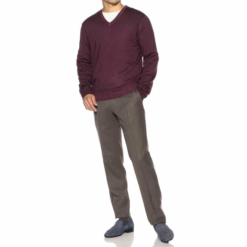 CRUCIANI Vネック ウールニットプルオーバー WINE