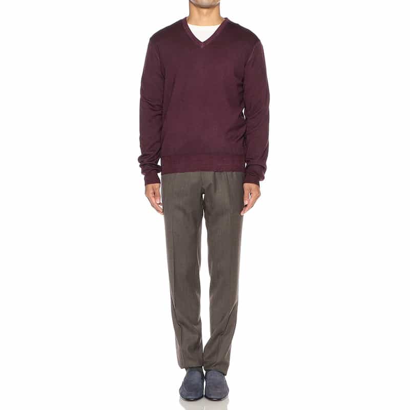 CRUCIANI Vネック ウールニットプルオーバー WINE