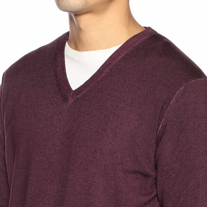 CRUCIANI Vネック ウールニットプルオーバー WINE