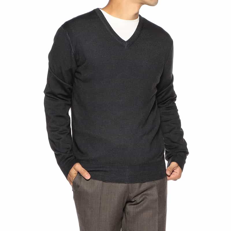CRUCIANI Vネック ウールニットプルオーバー BLACK