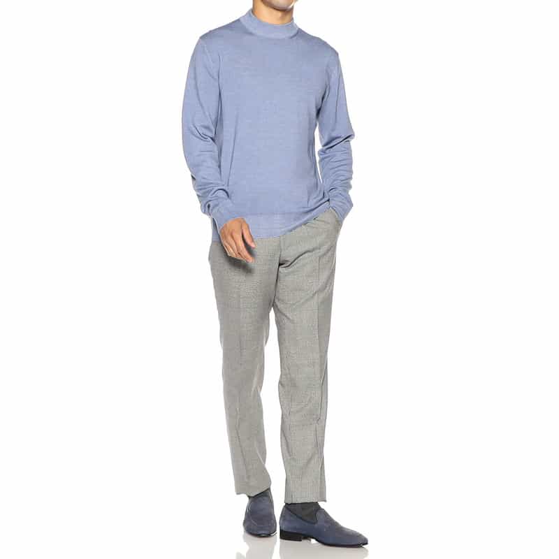 CRUCIANI モックネック ウールニットプルオーバー LIGHT BLUE