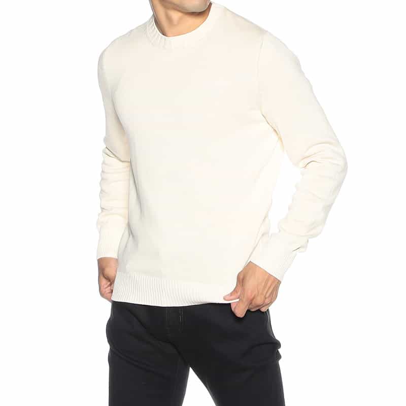 GRANSASSO クルーネック コットンニットプルオーバー IVORY
