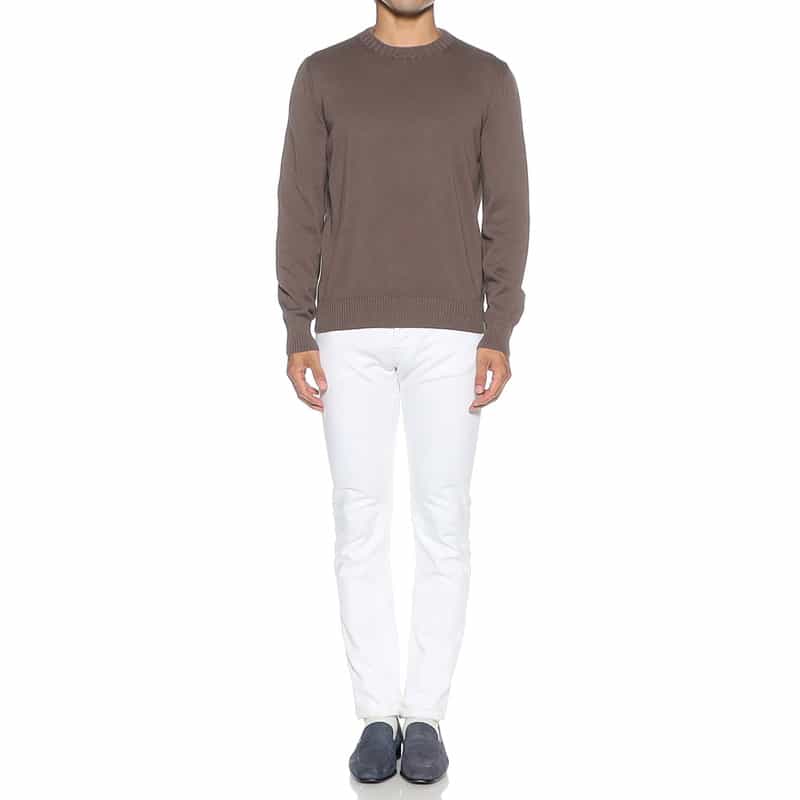 GRANSASSO クルーネック コットンニットプルオーバー CAMEL