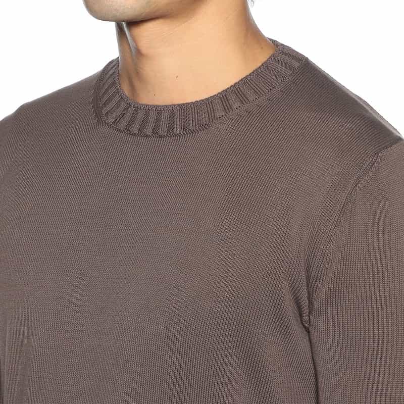 GRANSASSO クルーネック コットンニットプルオーバー CAMEL