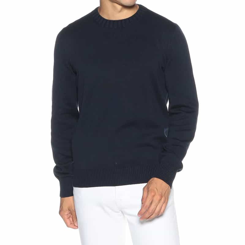 GRANSASSO クルーネック コットンニットプルオーバー NAVY