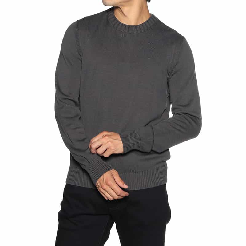GRANSASSO クルーネック コットンニットプルオーバー GRAY