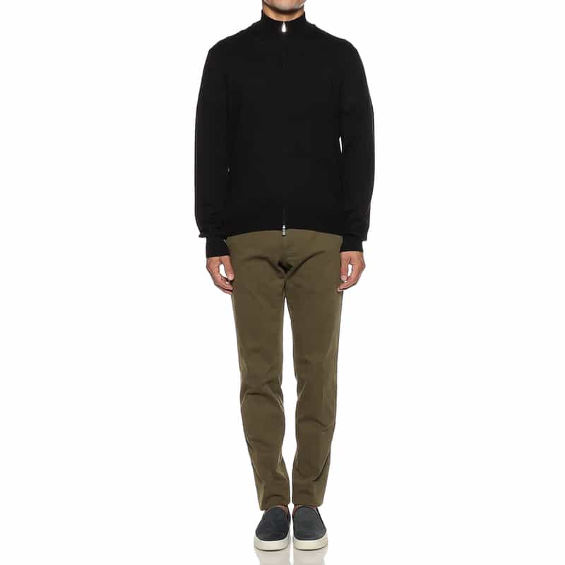 GRANSASSO ジップアップ ウールニットブルゾン BLACK