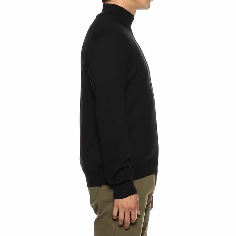 GRANSASSO ジップアップ ウールニットブルゾン BLACK