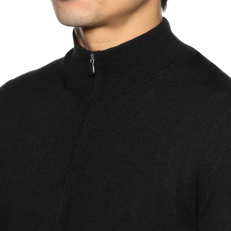 GRANSASSO ジップアップ ウールニットブルゾン BLACK