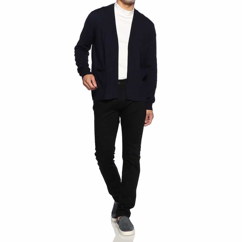 GRANSASSO ウール素材ボタンレス ニットカーディガン NAVY