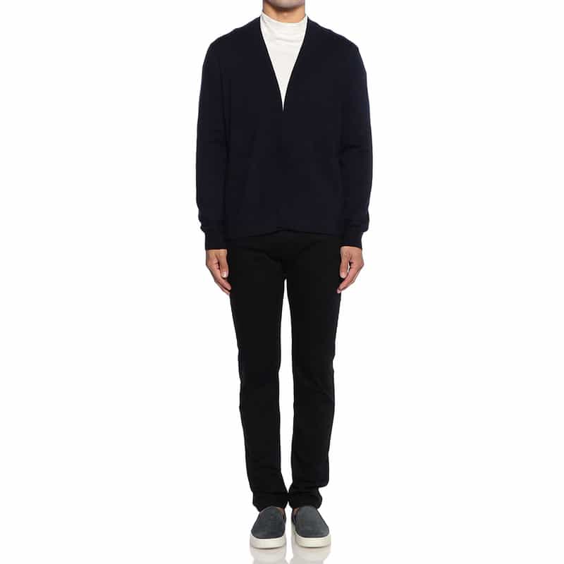 GRANSASSO ウール素材ボタンレス ニットカーディガン NAVY