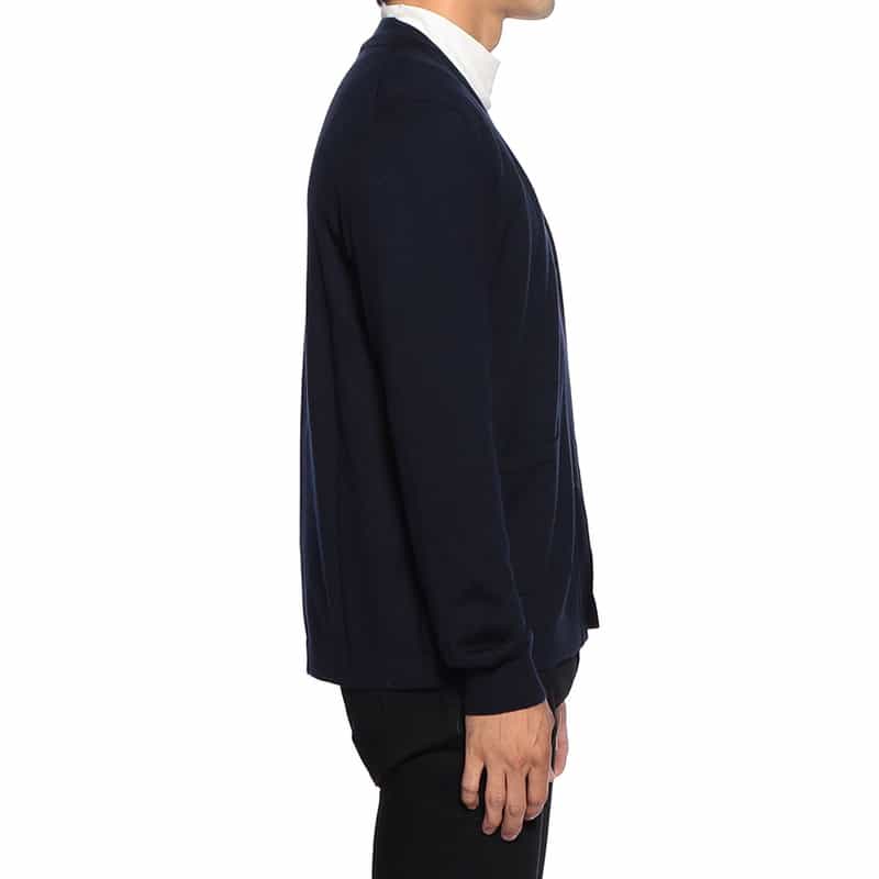 GRANSASSO ウール素材ボタンレス ニットカーディガン NAVY