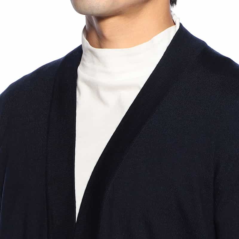 GRANSASSO ウール素材ボタンレス ニットカーディガン NAVY