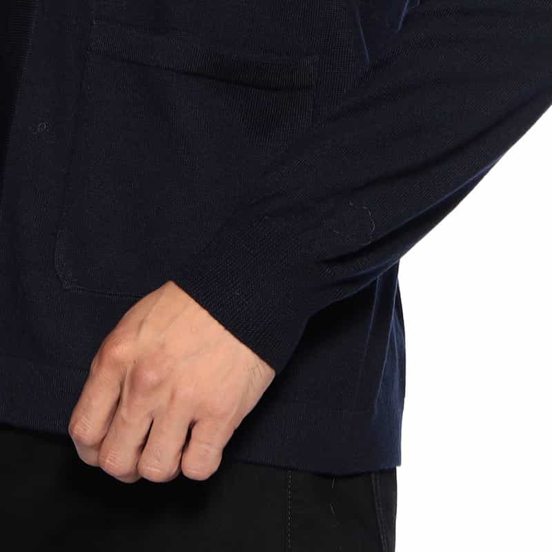 GRANSASSO ウール素材ボタンレス ニットカーディガン NAVY
