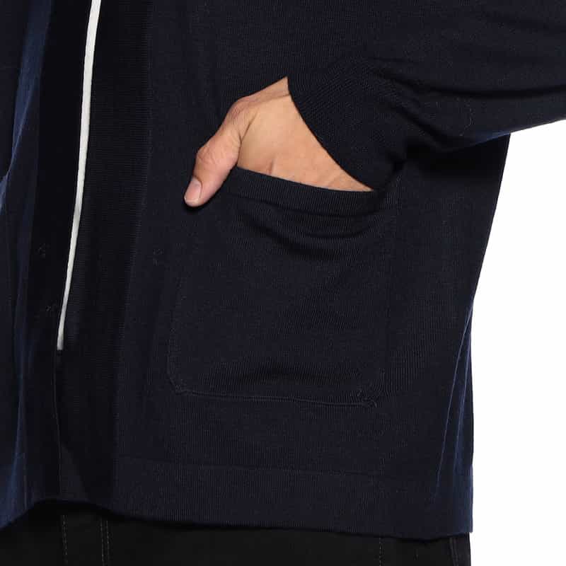 GRANSASSO ウール素材ボタンレス ニットカーディガン NAVY