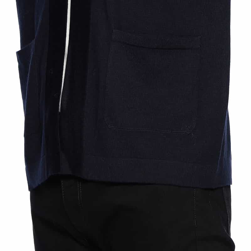 GRANSASSO ウール素材ボタンレス ニットカーディガン NAVY