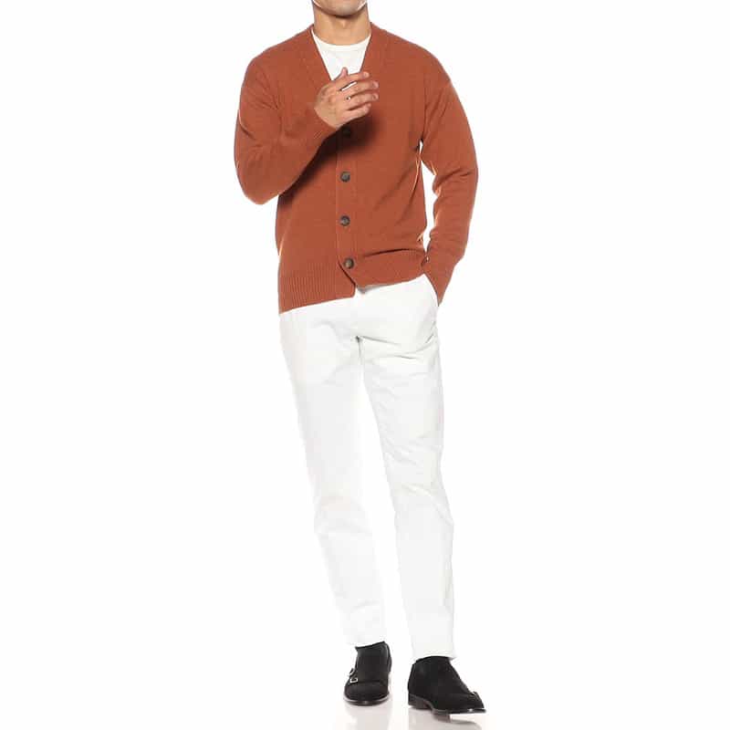 GRANSASSO ウール Vネックニットカーディガン ORANGE