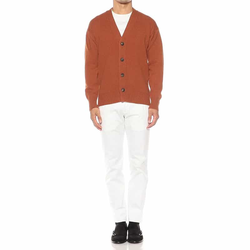 GRANSASSO ウール Vネックニットカーディガン ORANGE