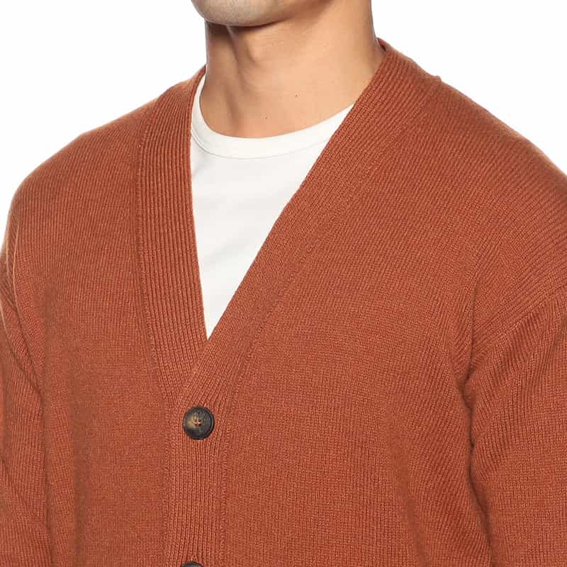 GRANSASSO ウール Vネックニットカーディガン ORANGE