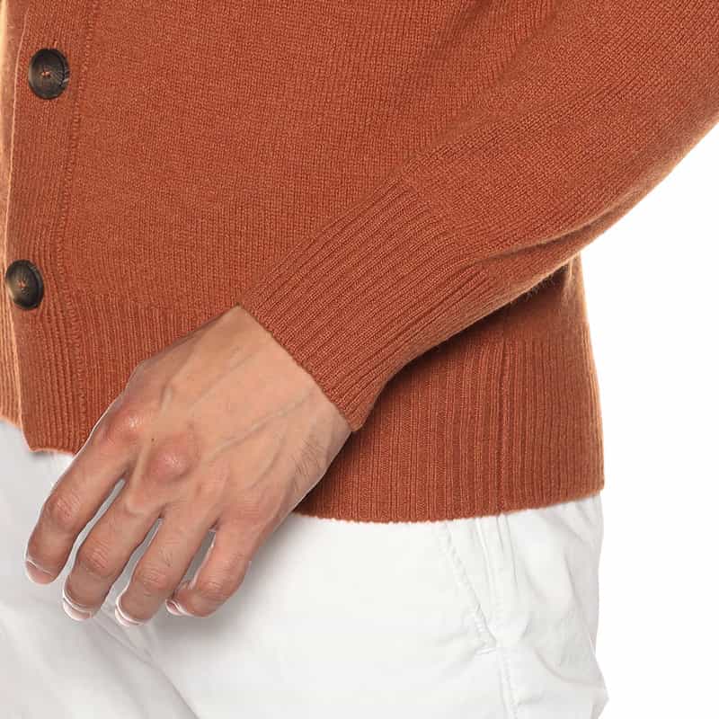 GRANSASSO ウール Vネックニットカーディガン ORANGE