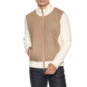 コンビネーション中綿入りジップアップニットブルゾン