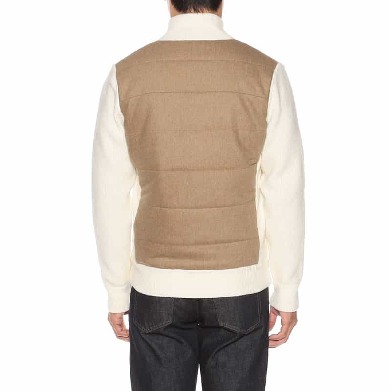 GRANSASSO コンビネーション中綿入りジップアップニットブルゾン WHITE