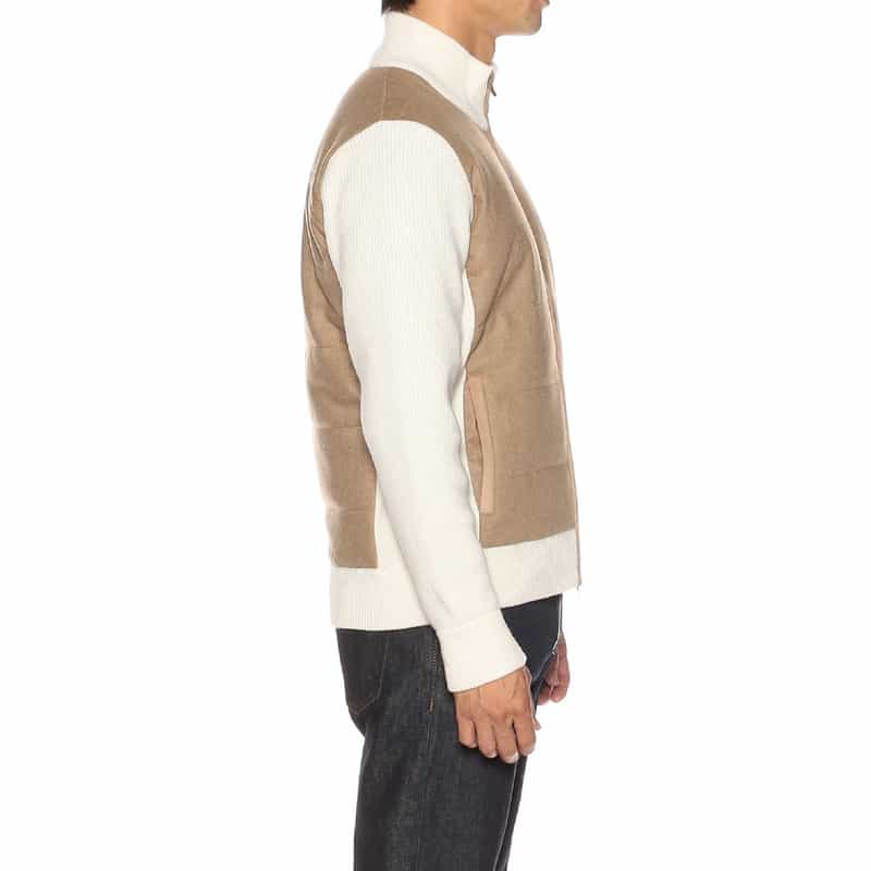 GRANSASSO コンビネーション中綿入りジップアップニットブルゾン WHITE